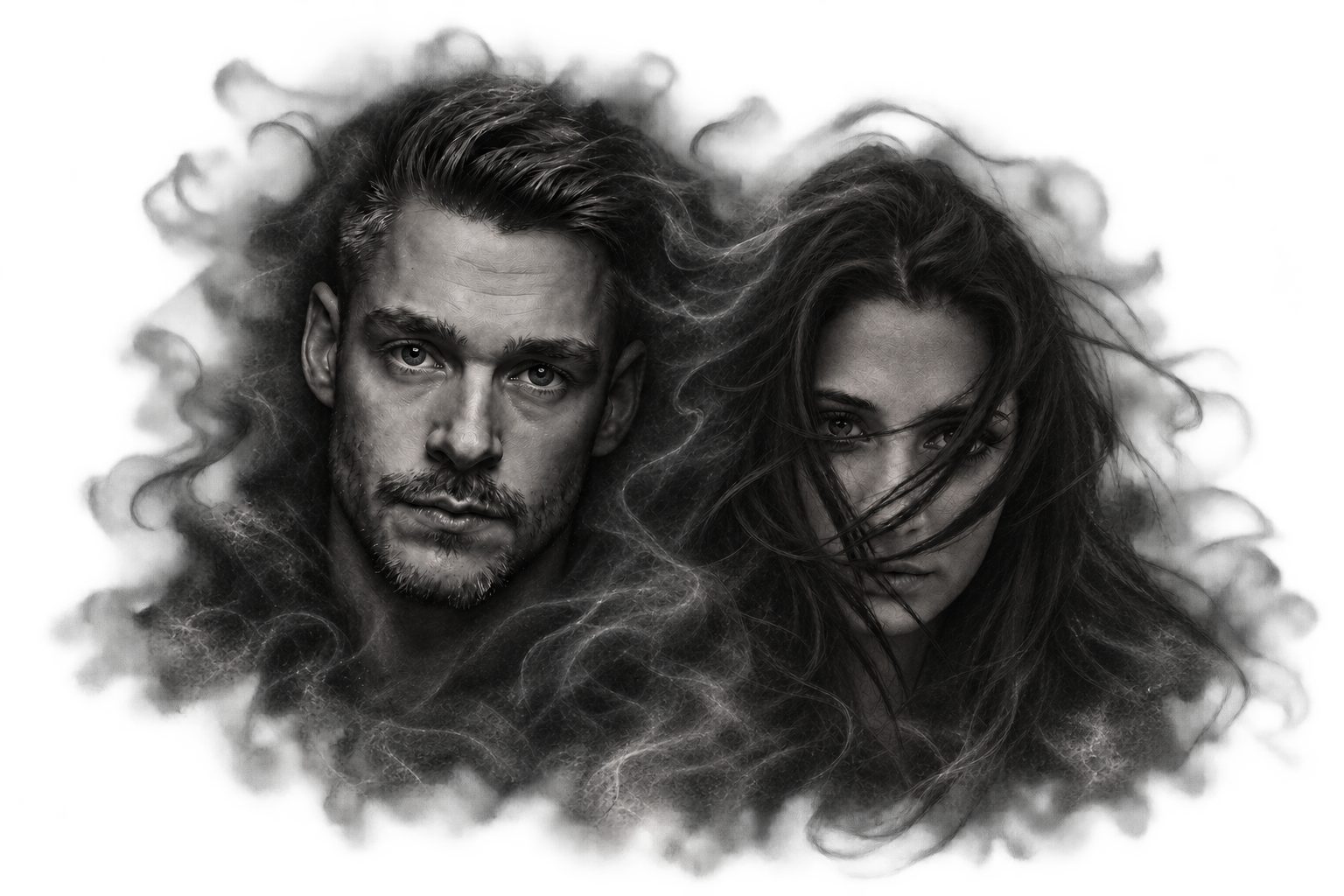 Blended portrait of a man and a woman